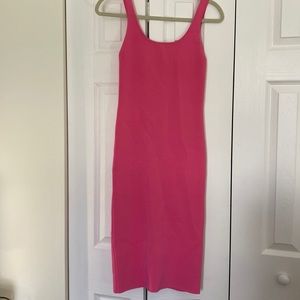 COPY - Alice and Olivia hot pink knit midi dress